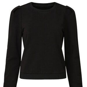 Adam Lippes Collective Black Puff Sleeve Sweatshirt